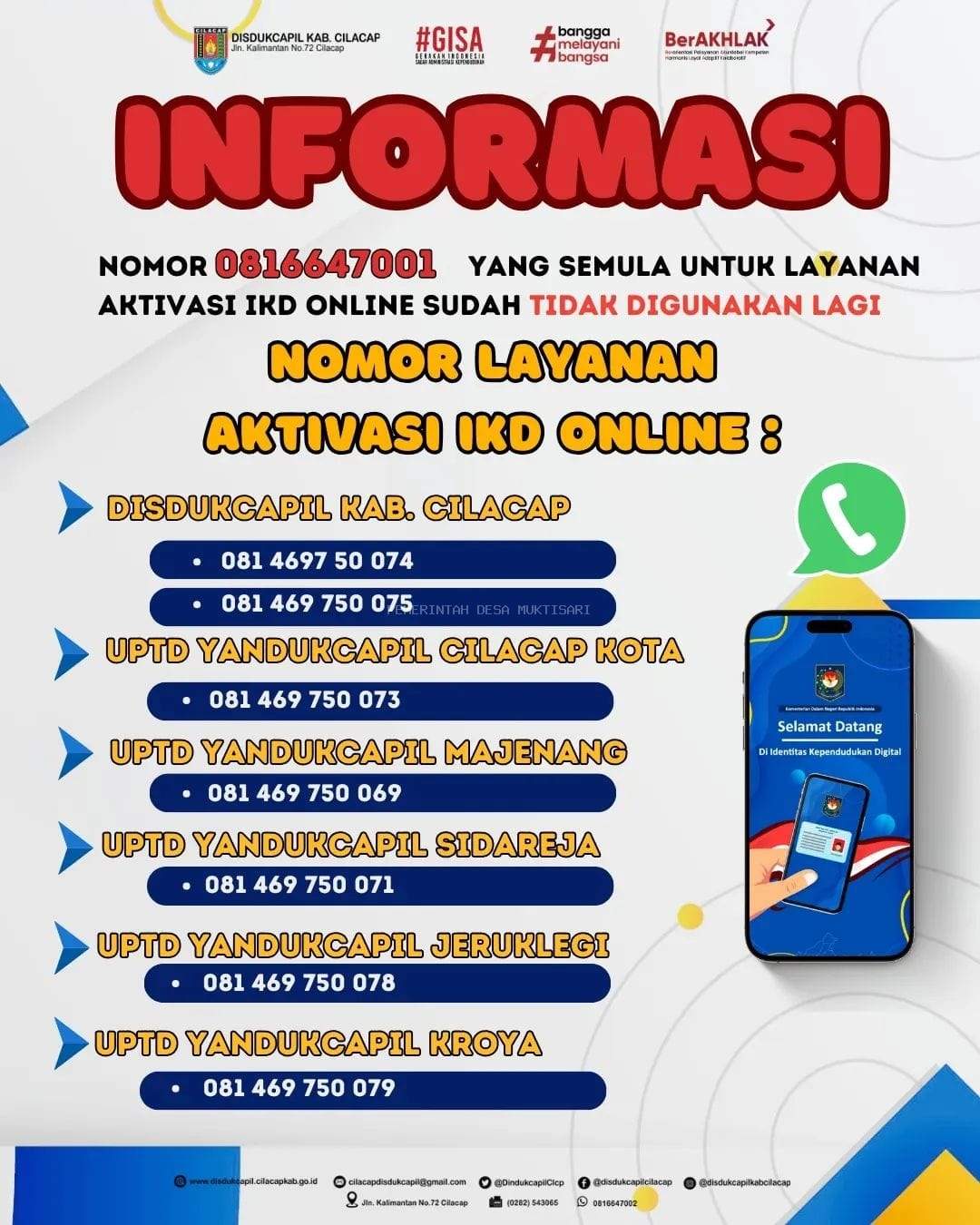 INFORMASI NOMOR LAYANAN AKTIVASI IKD ONLINE 