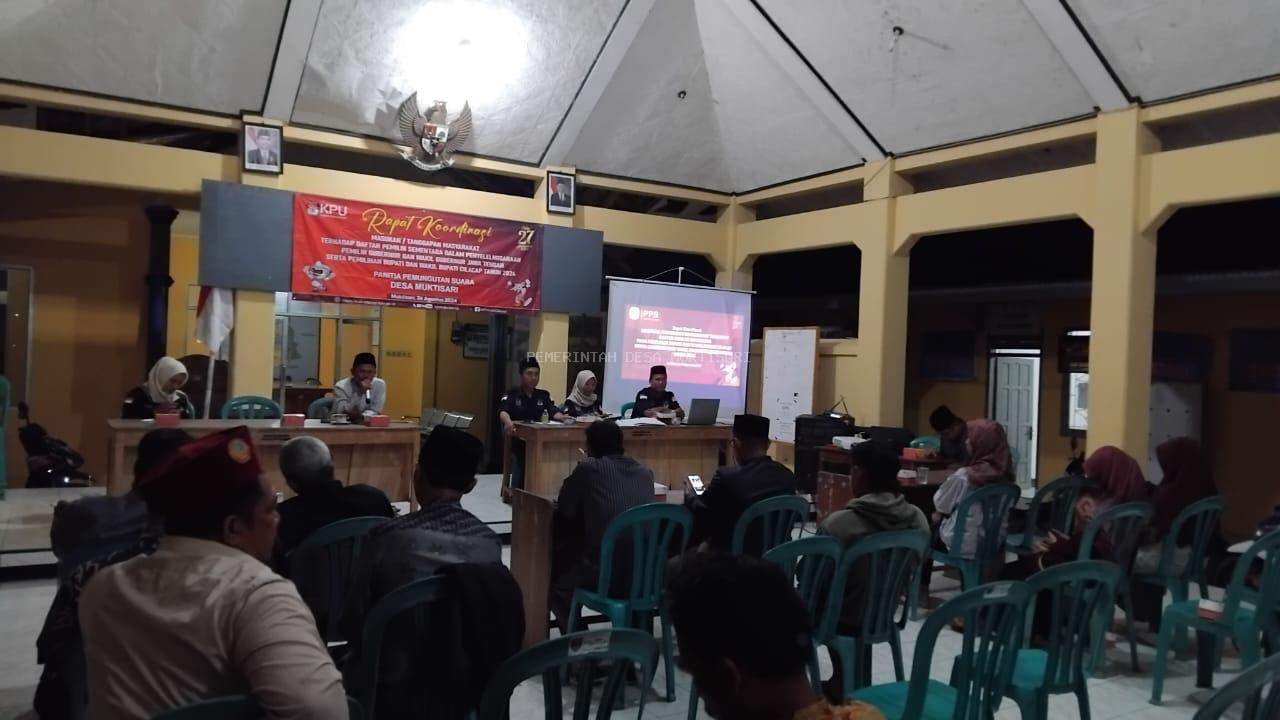 RAPAT KOORDINASI MASUKAN / TANGGAPAN MASYARAKAT TERHADAP DAFTAR PEMILIH SEMENTARA DALAM PENYELENGGARAAN PEMILIHAN GUBERNUR DAN WAKIL GUBERNUR JAWA TENGAH SERTA BUPATI DAN WAKIL BUPATI CILACAP TAHUN 20