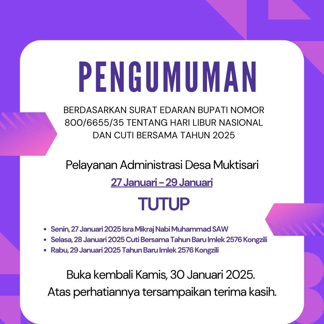 PENGUMUMAN LIBUR PELAYANAN